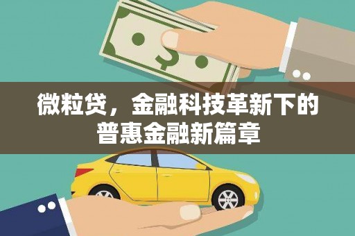 珙县微粒贷，金融科技革新下的普惠金融新篇章